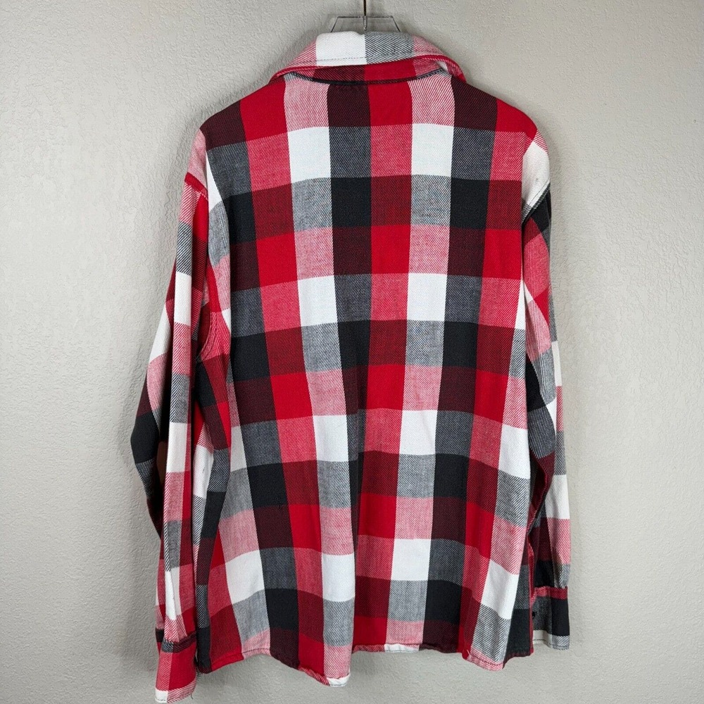 Jim Catfish Hunter Men's‎ Flannel Button Up Shirt Long Sleeve Red/Black/White 16 - Picture 11 of 16